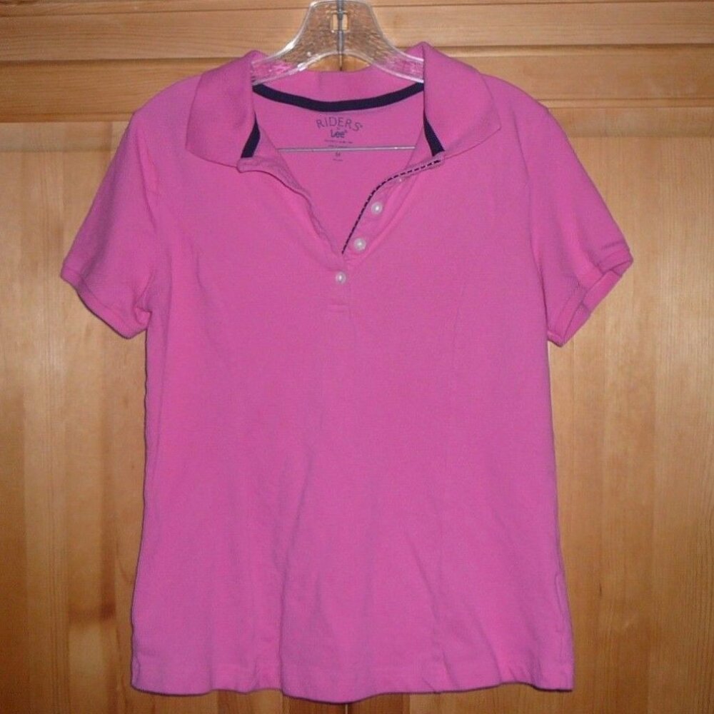 Riders by Lee Womans Top Medium Slimming Stretch Pink Polo